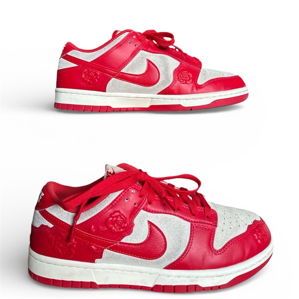 Nike Dunk Low Red Roses HF1986-100 8.5 Women’s Red Beige Suede Floral Sneakers